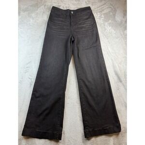 Sidefeel Jeans Womens 6 Black Wide Leg High Rise Relaxed Stretch Whisker